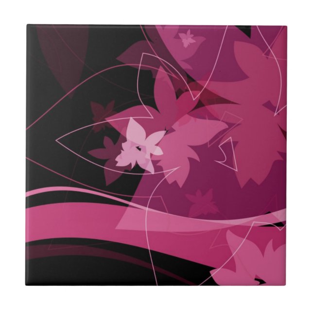 Magenta Floral Pattern Tile (Front)