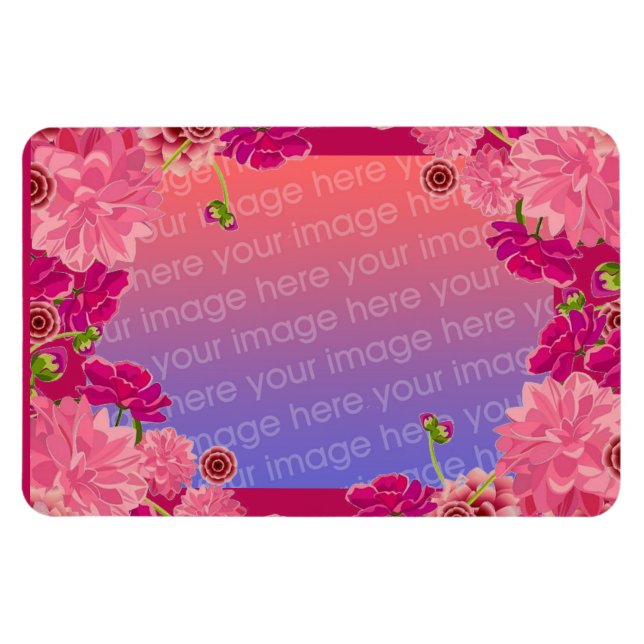 Magenta floral photo magnet (Horizontal)