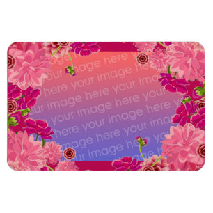 Magenta floral photo magnet