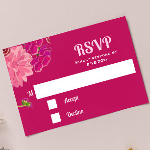 Magenta floral Response Card