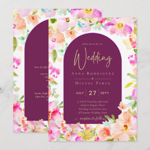 Magenta Floral Wedding Invitation