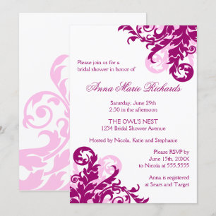 Magenta Flourish Bridal Shower Invitation