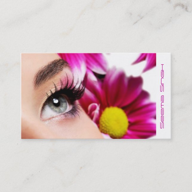 Magenta Flower Makeup Artist cosmetics Business Card (Front)
