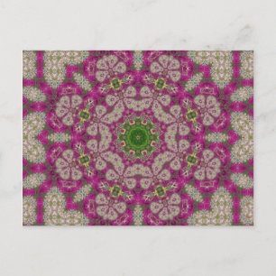 Magenta Flowers Lace Mandala Postcard
