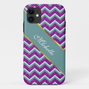 Magenta Foil and Teal ZigZag Pattern Case-Mate iPhone Case
