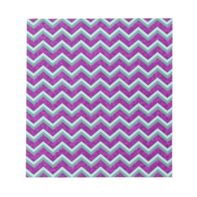Magenta Foil and Teal ZigZag Pattern Notepad (Front)