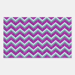 Magenta Foil and Teal ZigZag Pattern Rectangular Sticker
