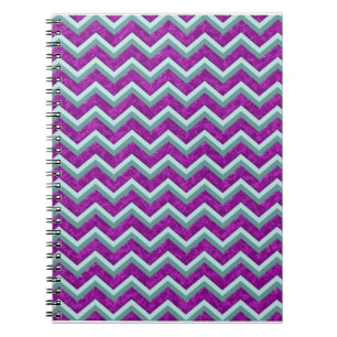 Magenta Foil and Teal ZigZag Pattern Spiral Notebook