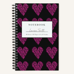 Magenta Fractured Heart Personalised Notebook