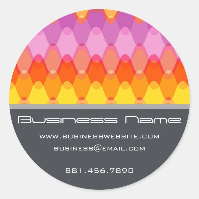 Magenta Funky Groovy Zig Zag Waves Chevron Pattern Classic Round Sticker (Front)