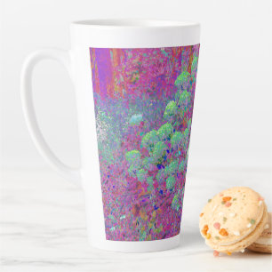 Magenta Garden with Aqua Hydrangea Flowers Latte Mug