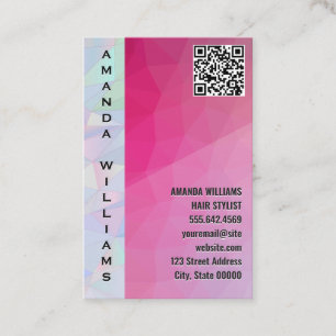 Magenta Geometric QR Code Business Card
