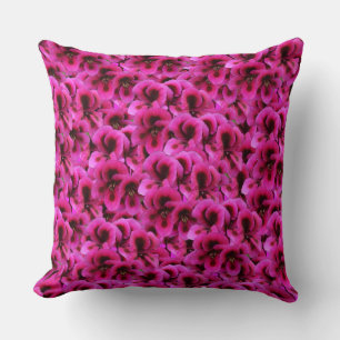 Magenta Geranium Flowers Large Throw Cushion