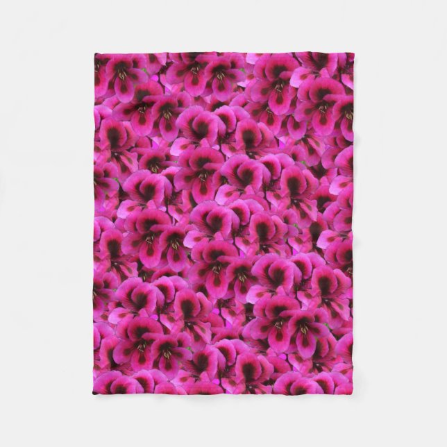 Magenta Geranium Flowers, Small Fleece Blanket. Blanket (Front)