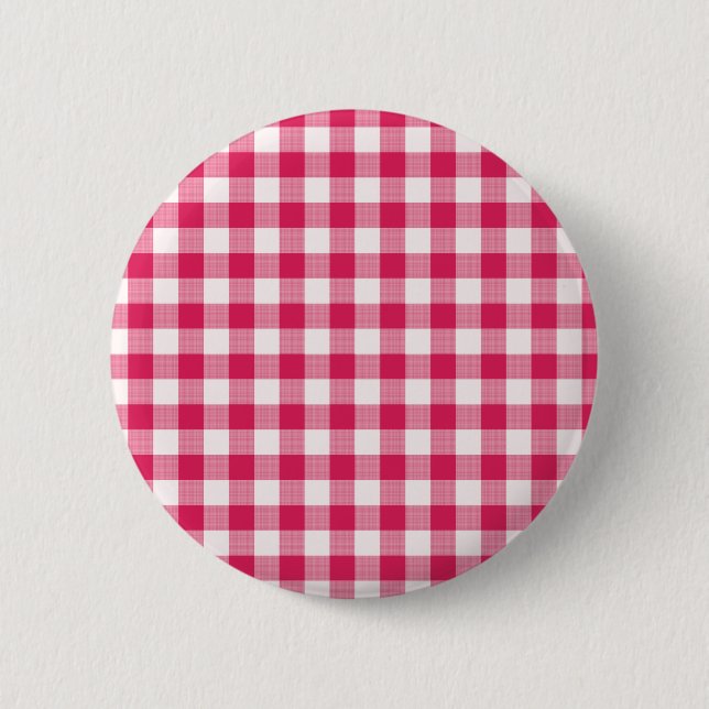 Magenta Gingham 6 Cm Round Badge (Front)