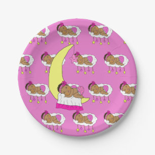 Magenta Girl's Baby Shower Paper Plate
