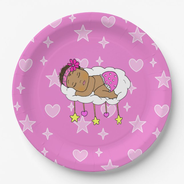 Magenta Girl's Baby Shower Paper Plate (Front)