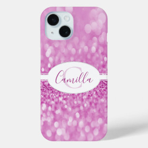 Magenta Glitter Personalise Case-Mate iPhone Case