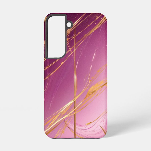 Magenta & Gold Abstract Fluid Art Phone Case (Back)