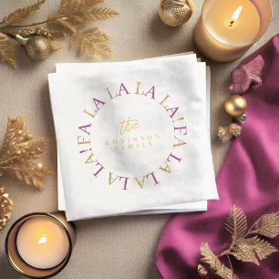 Magenta Gold Christmas Fa La La ID1009 Napkin