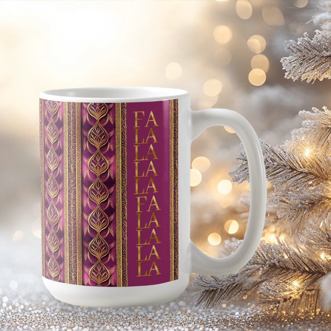Magenta Gold Christmas Fa La La Pattern#27 ID1009 Coffee Mug (Creator Uploaded)