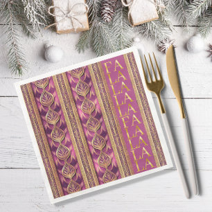 Magenta Gold Christmas Fa La La Pattern#27 ID1009 Napkin