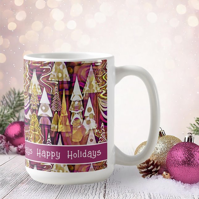 Magenta Gold Christmas Merry Pattern#25 ID1009 Coffee Mug (Creator Uploaded)