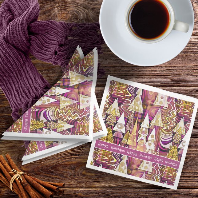 Magenta Gold Christmas Merry Pattern#25 ID1009 Napkin (Creator Uploaded)