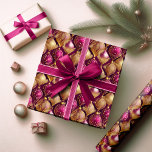 Magenta Gold Christmas Pattern#12 ID1009 Wrapping Paper<br><div class="desc">If you are wondering what colour combinations to pick for your Christmas decor and gift wrap supplies this year, I've created collections of coordinating patterns to make life just a bit easier. This elegant wrapping paper design of Christmas ornaments is shown here in a magenta and gold colour palette. Search...</div>