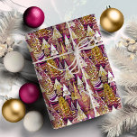Magenta Gold Christmas Pattern#25 ID1009 Wrapping Paper<br><div class="desc">If you are wondering what colour combinations to pick for your Christmas decor and gift wrap supplies this year, I've created collections of coordinating patterns to make life just a bit easier. This modern graphic design of abstract Christmas trees in a geometric-style pattern is shown here in a striking magenta...</div>