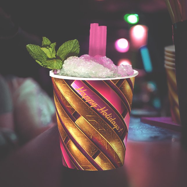 Magenta Gold Christmas Pattern#28 ID1009 Paper Cups (Creator Uploaded)