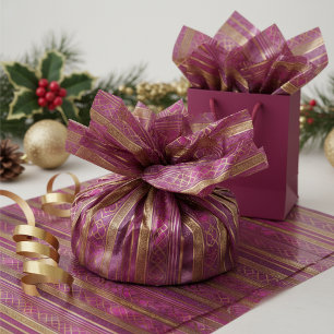 Magenta Gold Christmas Pattern#2 ID1009 Tissue Paper