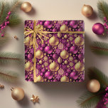 Magenta Gold Christmas Pattern#31 ID1009 Wrapping Paper<br><div class="desc">If you are wondering what colour combinations to pick for your Christmas decor and gift wrap supplies this year, I've created collections of coordinating patterns to make life just a bit easier. This Christmas gift wrap features an elegant ornament design, in an ornate Baroque style of deep magenta and gold...</div>