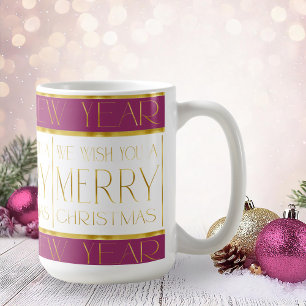 Magenta Gold Christmas Pattern#35 ID1009 Coffee Mug