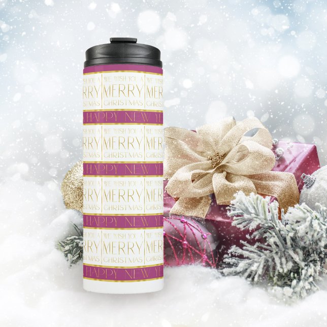 Magenta Gold Christmas Pattern#35 ID1009 Thermal Tumbler (Creator Uploaded)