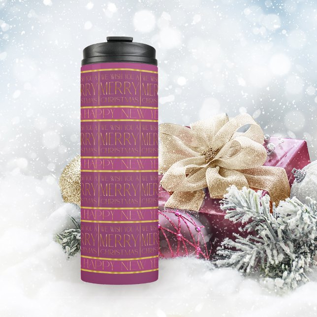 Magenta Gold Christmas Pattern#35b ID1009 Thermal Tumbler (Creator Uploaded)