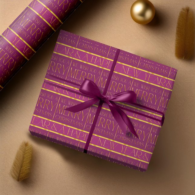 Magenta Gold Christmas Pattern#35b ID1009 Wrapping Paper (Creator Uploaded)