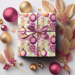 Magenta Gold Christmas Pattern#6 ID1009 Wrapping Paper<br><div class="desc">If you are wondering what colour combinations to pick for your Christmas decor and gift wrap supplies this year, I've created collections of coordinating patterns to make life just a bit easier. This whimsical gift wrap design of Christmas ornaments and candy is shown here in a magenta and gold colour...</div>