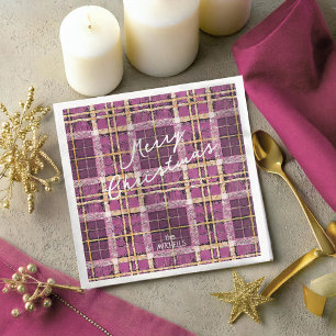Magenta Gold Christmas Pattern#7 ID1009 Napkin