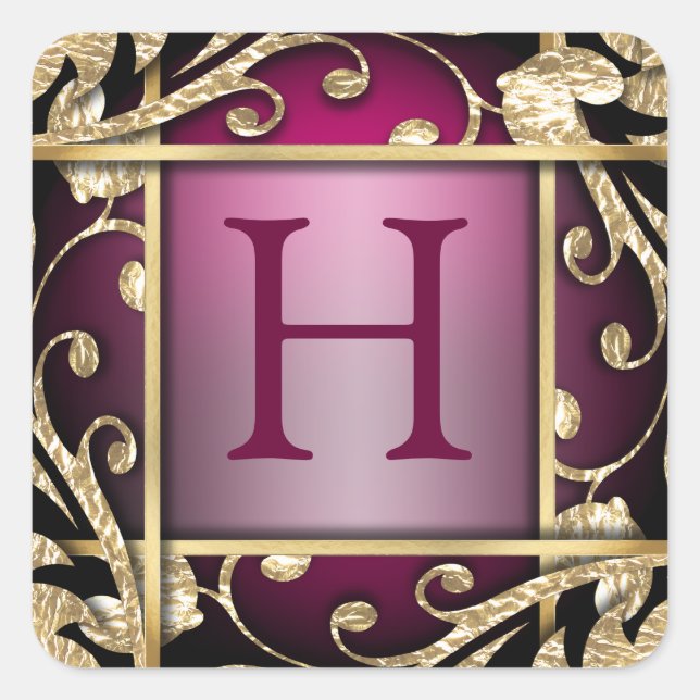 Magenta Gold Lattice Monogram Envelope Seal (Front)