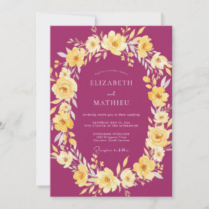 Magenta Gold Wildflower Wedding Invitation