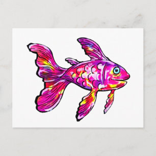 Magenta Goldfish Postcard