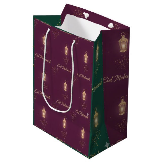 Magenta/Green Eid Gift Bag (Front Angled)