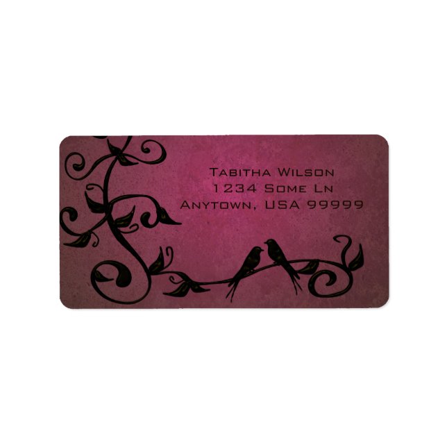 Magenta Grunge Swirls Address Label (Front)