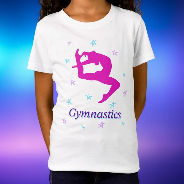 Magenta Gymnastics Leaping Silhouette Star T-Shirt (Creator Uploaded)