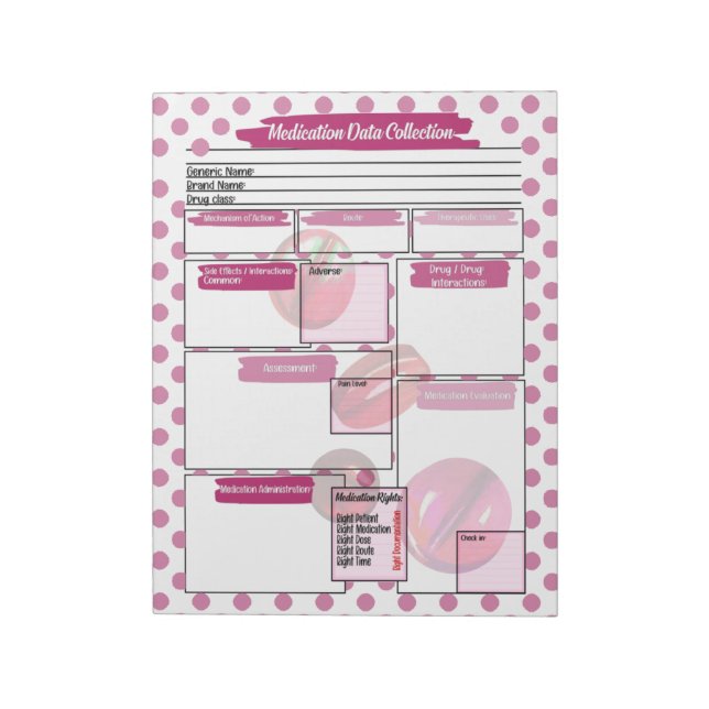 Magenta Healthcare Student Medication Template  Notepad (Rotated)