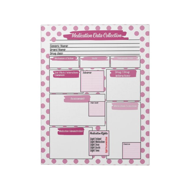 Magenta Healthcare Student Medication Template  Notepad (Rotated)
