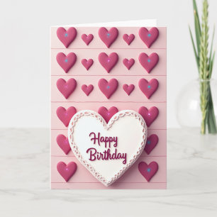 Magenta Heart Birthday Card