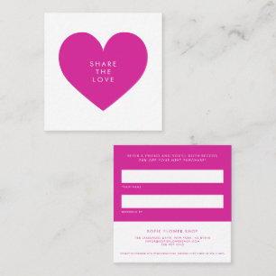 Magenta Heart Minimalist Share the Love Business Referral Card