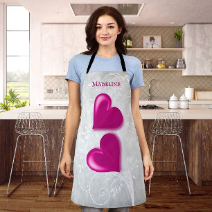 Magenta Hearts Personalised Apron